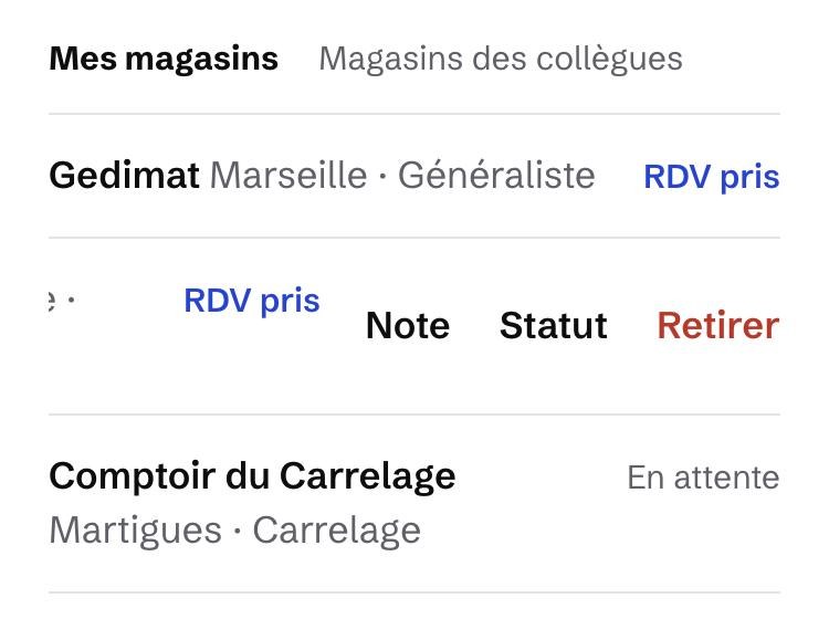 Une ligne glissée vers la gauche : les mots « Note », « Statut » et « Retirer » apparaissent à droite.